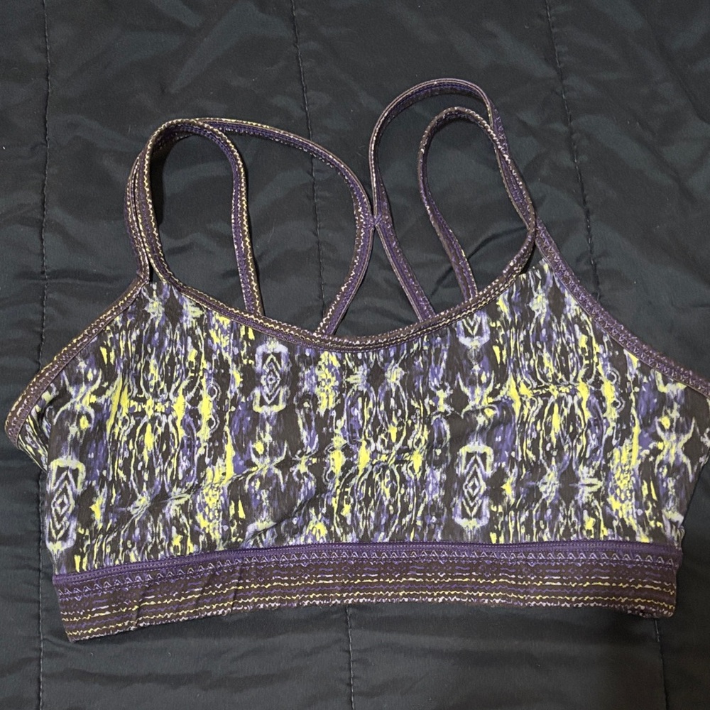 GAIAM Women's Purple and Yellow Patterned Sports Bra